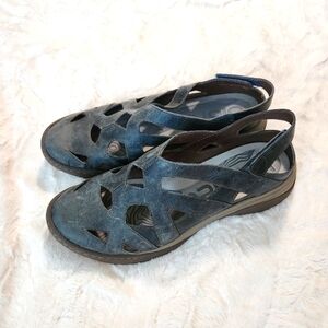 Bionica Maclean Dark Gray/Blue Leather Outdoor Walking Comfort Sandals, Size 9